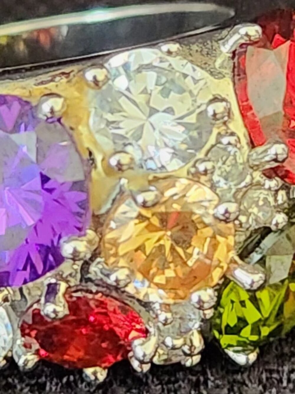 Vtg Nataliya V Collister NVC Multi-color Gems Bold Statement Cocktail Ring Sz 9 - Picture 14 of 14